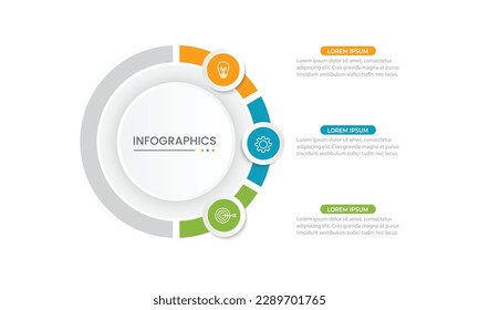 Three option circle infographic design template. Vector illustration.