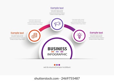 Drei Optionen Kreis Infografik Design Vorlage. Vektorillustration