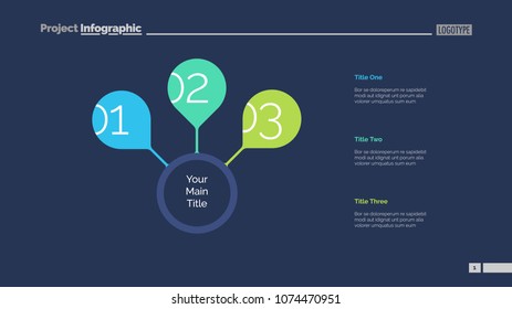 Three options of main idea slide template. Business data. Graph, diagram. Creative concept for infographic, templates, presentation, report. Can be used for topics like research, statistics, planning