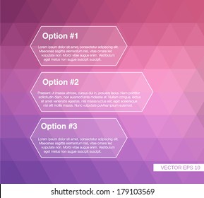 Three options on colorful background. Vector illustration.