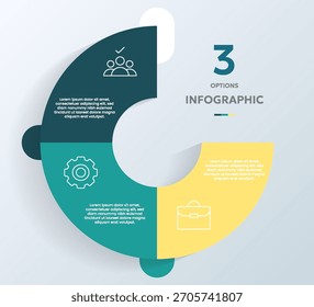Infografía de gráfico circular de tres opciones