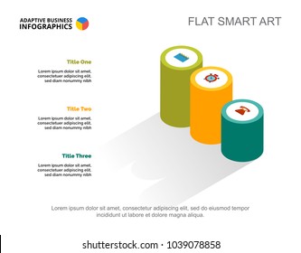 Three options process chart slide template. Business data. Model, plan, design. Creative concept for infographic, project. Can be used for topics like marketing, consulting, planning.