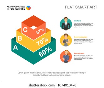 Three options progress percentage chart template for presentation. Business data. Abstract elements of diagram, graphic. Report, result, banking or marketing creative concept for infographic, project.