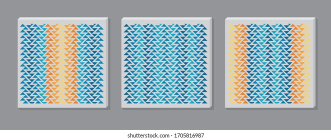 Three options for a simple geometric ornament on a tablet