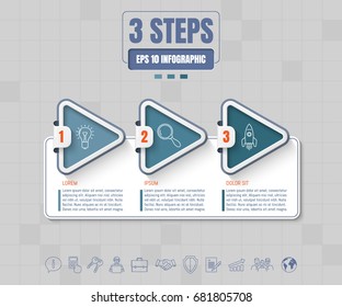Three options or steps infographic on abstract background. Business thin line icons. Template for your design works. Vector illustration.