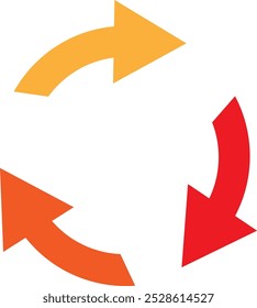 Three Orange Colour arrows showing recycle process