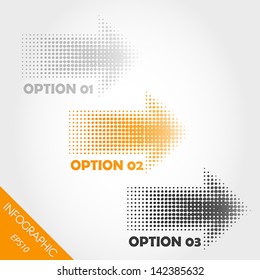 three orange infographic dotted arrows. infographic concept.