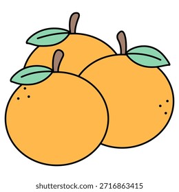 Tres Elementos de ilustración aislados naranjas
