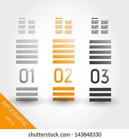 three orange stripped infographic columns. infographic concept.