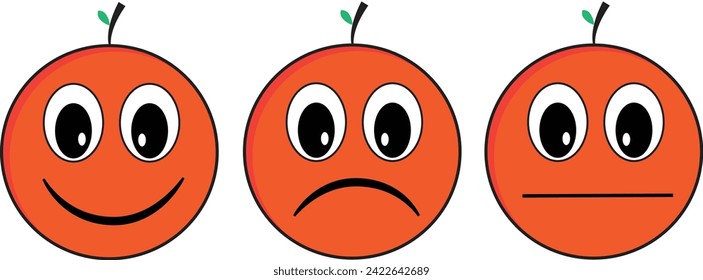 Drei Orangen-Emoticon-Gesichter für den Druck