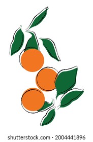 Three oranges, paintings on the kitchen, fruit