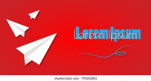 Three origami aircraft on a red background with an inscription