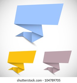 Three origami banners. Vector eps10