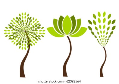 Three original vector trees. Logo concepts