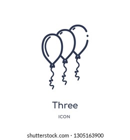 three ornamental balloons icon from party outline collection. Thin line three ornamental balloons icon isolated on white background.