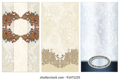 three ornamental floral pattern
