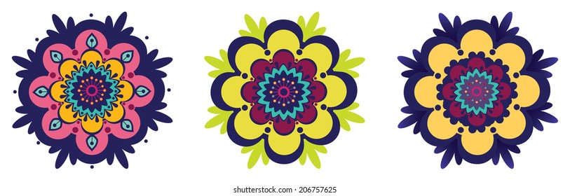 Three ornamental flowers