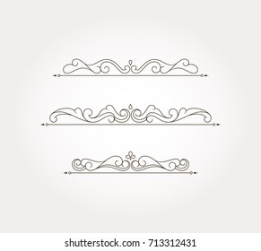 Three ornaments and page decorations. Vector illustration