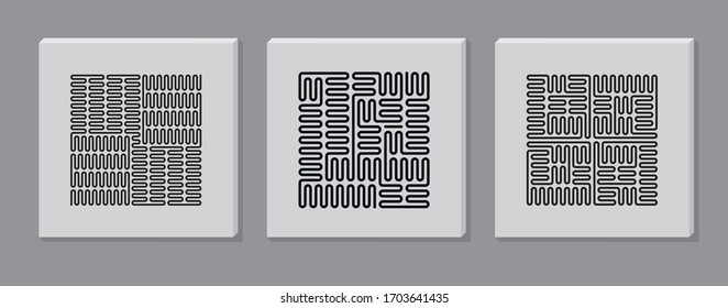 Three ornaments squared on the tablet