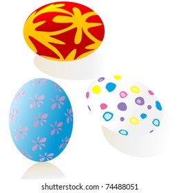 Three ornate Eastern eggs illustration