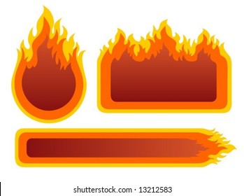 Three ornate fire frames isolated on a white background.