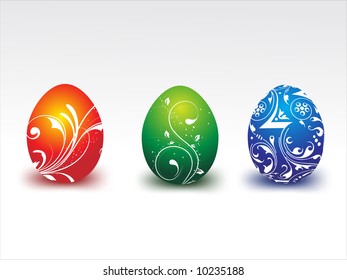 three ornmental easter eggs vector illustration isolated on white