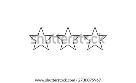 Three outline stars on white background shape symbol