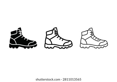 Three outlined boot designs shown side by side with laces and thick soles