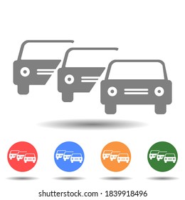 Three overlapping cars, heavy traffic jam
