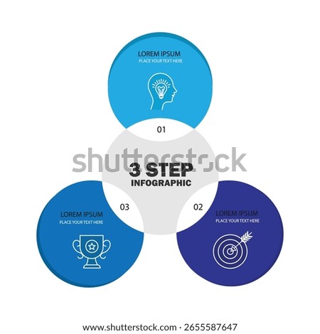 Three overlapping circles infographic. Venn diagram concept