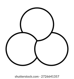 Diagrama de contorno de tres círculos superpuestos venn geométrico mínimo