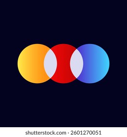 Three overlapping circles in yellow, red, and blue showcase primary and secondary colors blending.