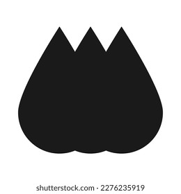 Icono de forma de silueta de tres gotas superpuestas. Un símbolo hecho de un trío de formas de caída. Aislado sobre un fondo blanco.