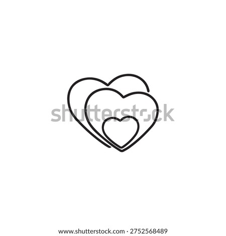 Three overlapping heart outlines in varying sizes, conveying love, affection, and connection.