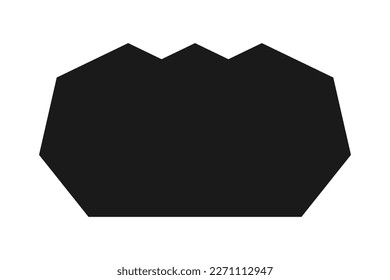 Three overlapping heptagons, silhouette shape icon. A symbol made from heptagon shapes. Isolated on a white background.