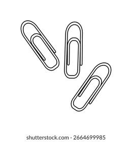Three overlapping paper clips on white background.