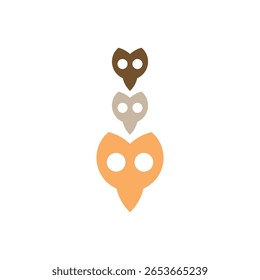 Three owls logo vector, illustration. Owl face logo.