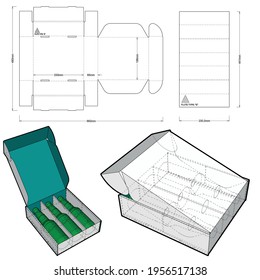 Tres paquetes de botellas de cerveza de autoensamblaje y patrón de corte de mugre. El archivo .eps es de escala completa y totalmente funcional. Preparado para la producción real de cartón.