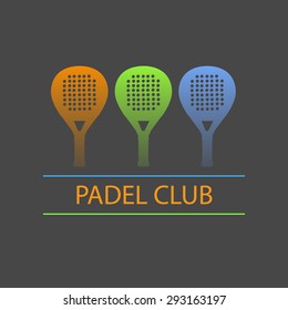 Three paddle rackets in blue, green and orange forming a logo