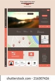 Three Page Drop Down Flat Website Template