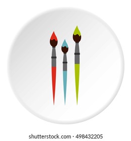 Three paint brushes icon. Flat illustration of three paint brushes vector icon for web