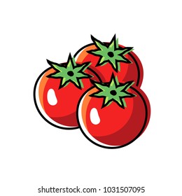 Three painted tomatoes. Vector illustration, isolated