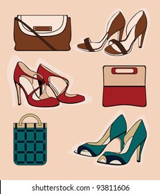 Three pair of shoes. Vector illustration.