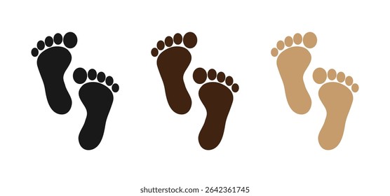 Tres pares de estampados descalzos en diferentes tonos de piel