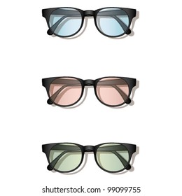 three pairs of glasses for vision