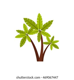 Three palm trees icon in flat style isolated on white background. Flora symbol