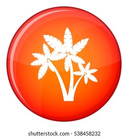 Three palm trees icon in red circle isolated on white background vector illustration