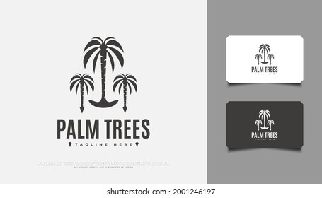 Diseño de logotipos de tres palmeras, idóneo para la industria turística, de viajes o de turismo