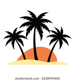  three palm trees vector on white background