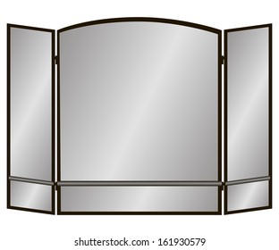 Three Pane arch screen with two lines for the fireplace. Vector illustration.